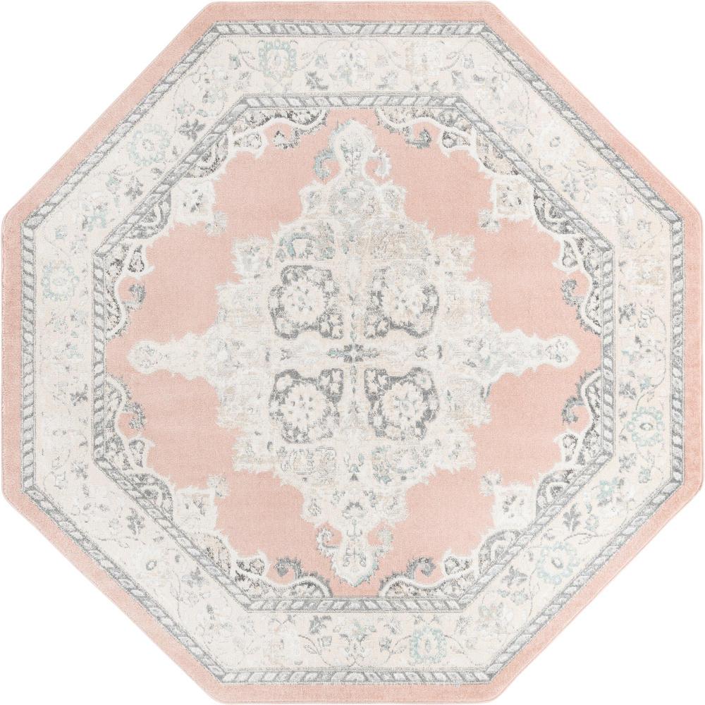 Unique Loom 8 Ft Octagon Rug in Pink (3158905). Picture 1