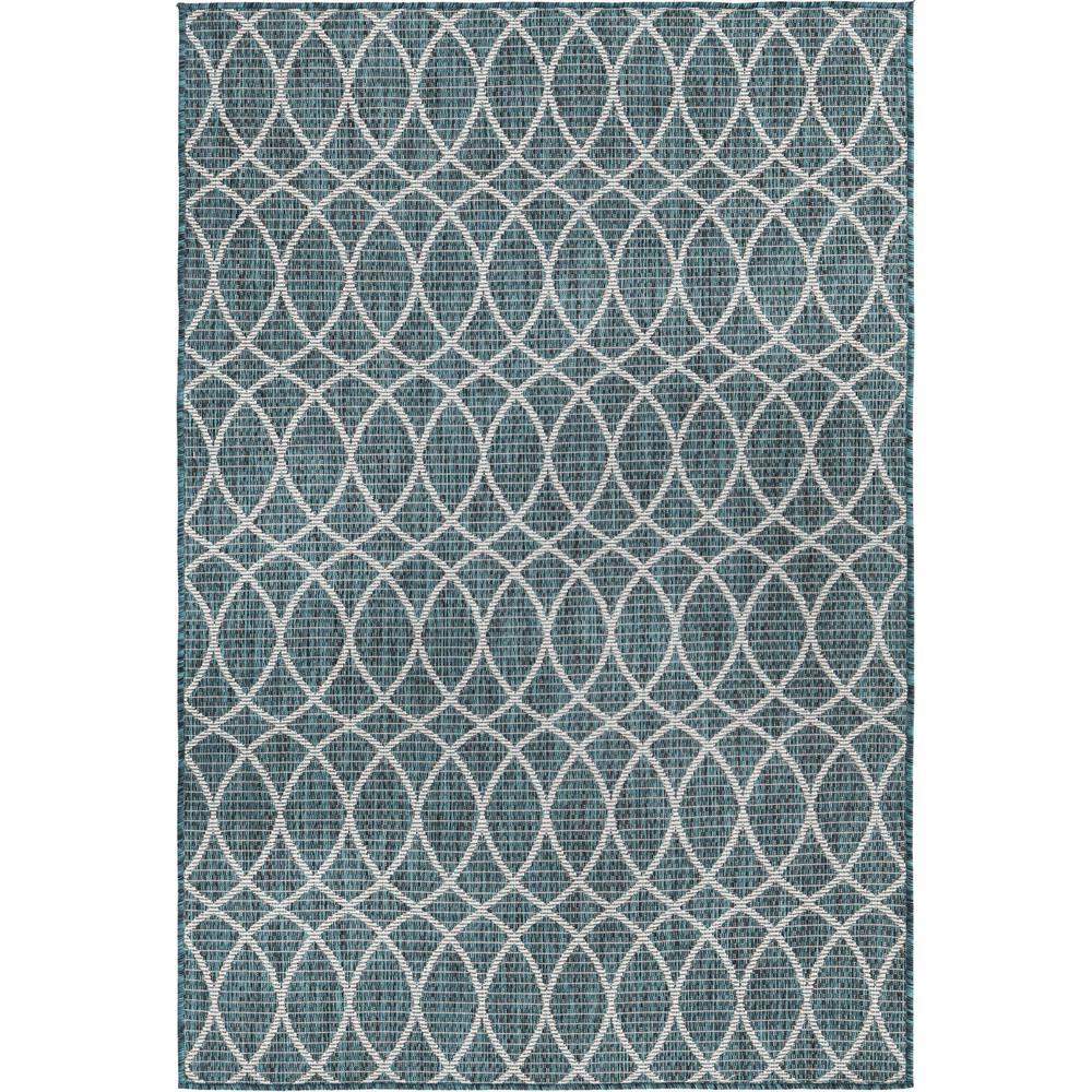 Outdoor Trellis Collection, Area Rug, Teal, 4' 0" x 6' 0", Rectangular. Picture 1