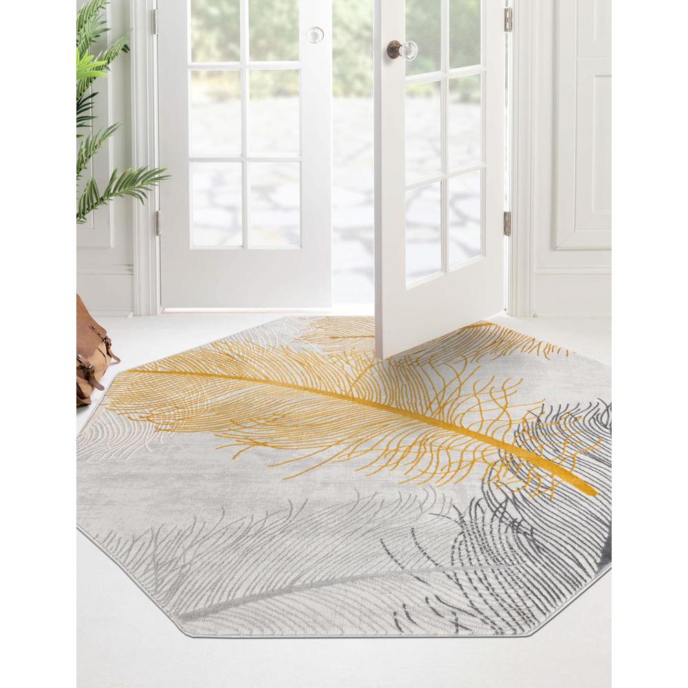 Finsbury Camilla Area Rug 7' 10" x 7' 10", Octagon Yellow Gray. Picture 2