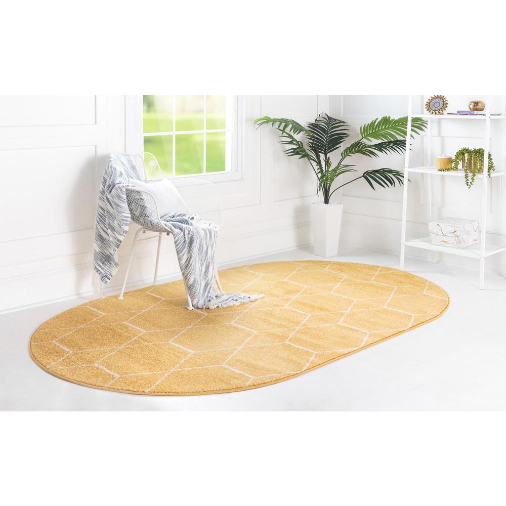Unique Loom 3x5 Oval Rug in Yellow (3151621). Picture 3