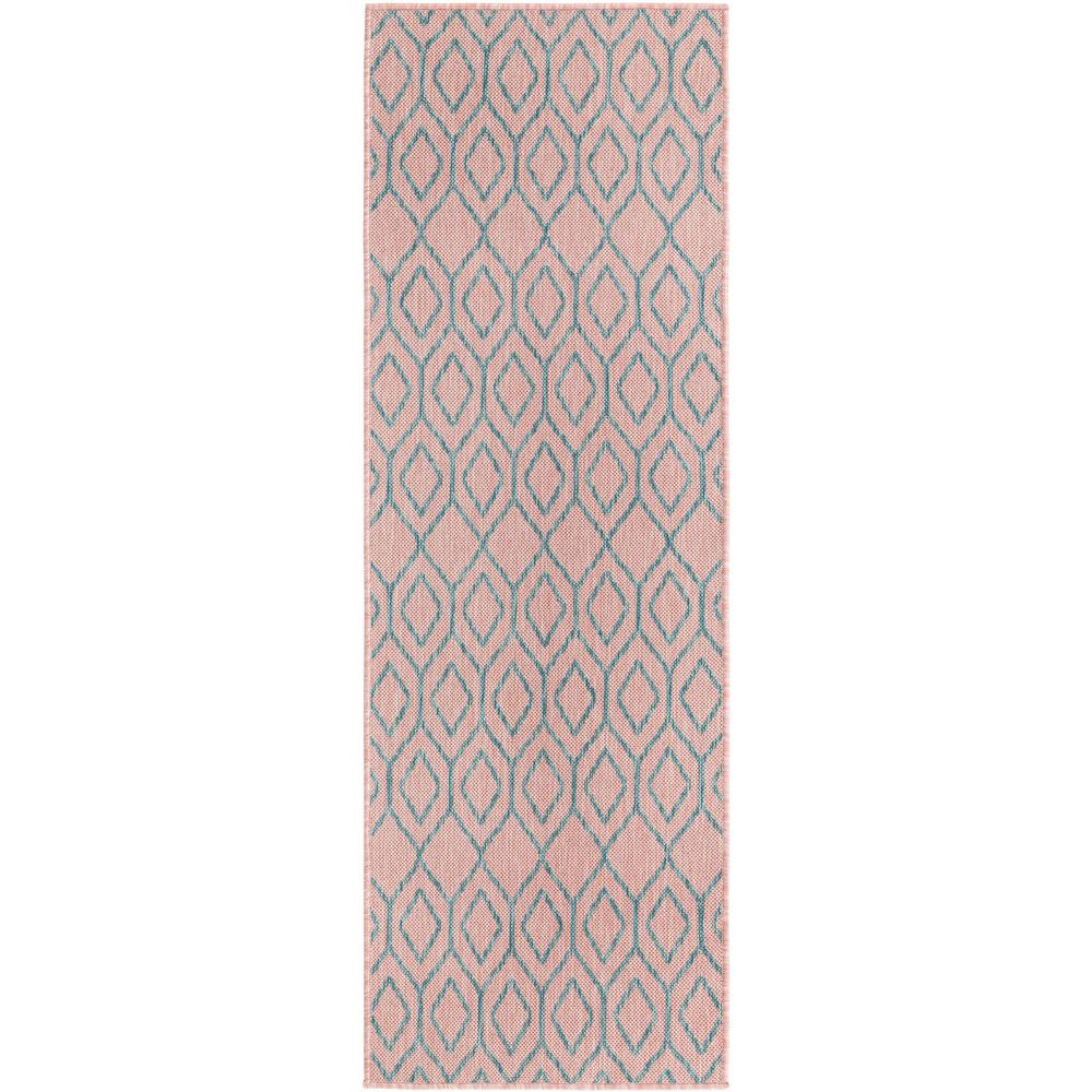 Jill Zarin Outdoor Turks and Caicos Area Rug 2' 0" x 6' 0", Runner Pink and Aqua. Picture 1