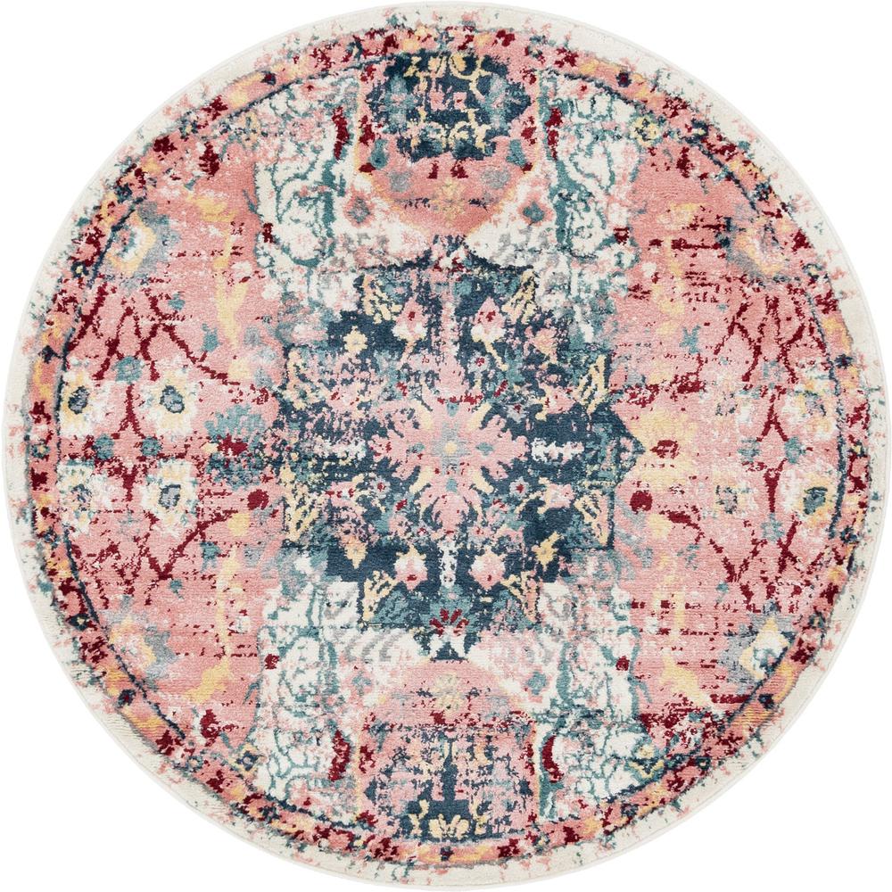 Unique Loom 5 Ft Round Rug in Pink (3150123). Picture 1