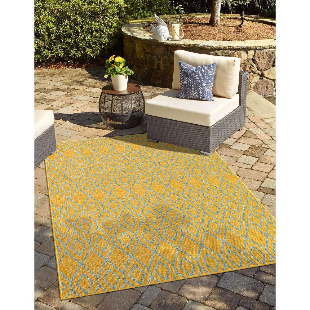 Jill Zarin Outdoor Turks and Caicos Area Rug 5' 3" x 8' 0", Rectangular Yellow and Aqua. Picture 1