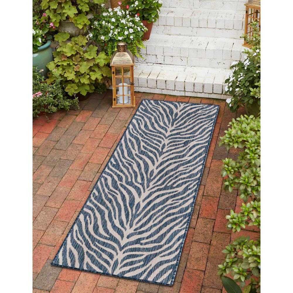 Outdoor Safari Collection, Area Rug, Blue, 2' 11" x 10' 0", Runner. Picture 2