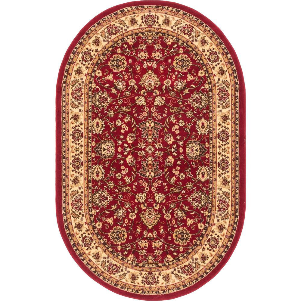 Unique Loom 5x8 Oval Rug in Burgundy (3152865). Picture 1