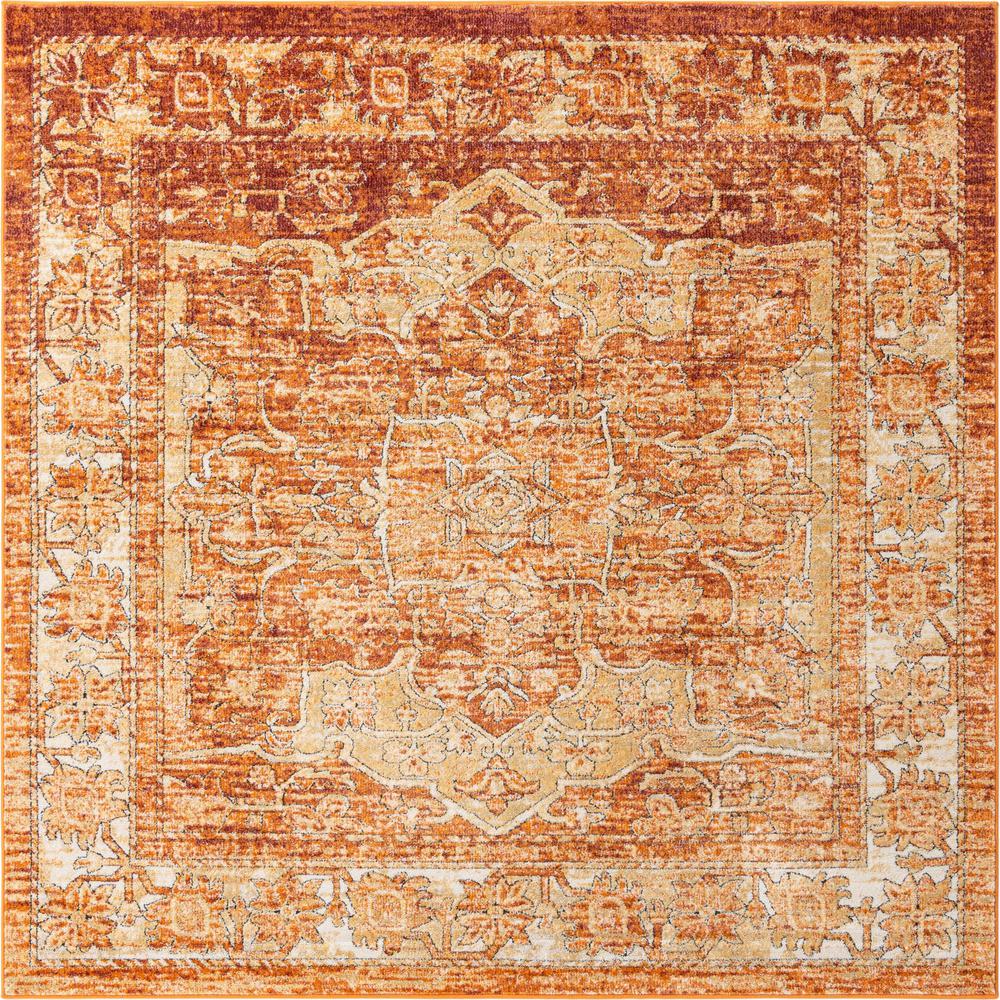 Unique Loom 8 Ft Square Rug in Rust Red (3161887). Picture 1