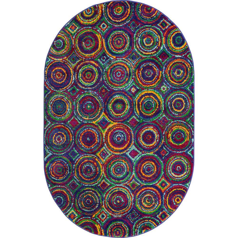 Unique Loom 5x8 Oval Rug in Multi (3160856). Picture 1