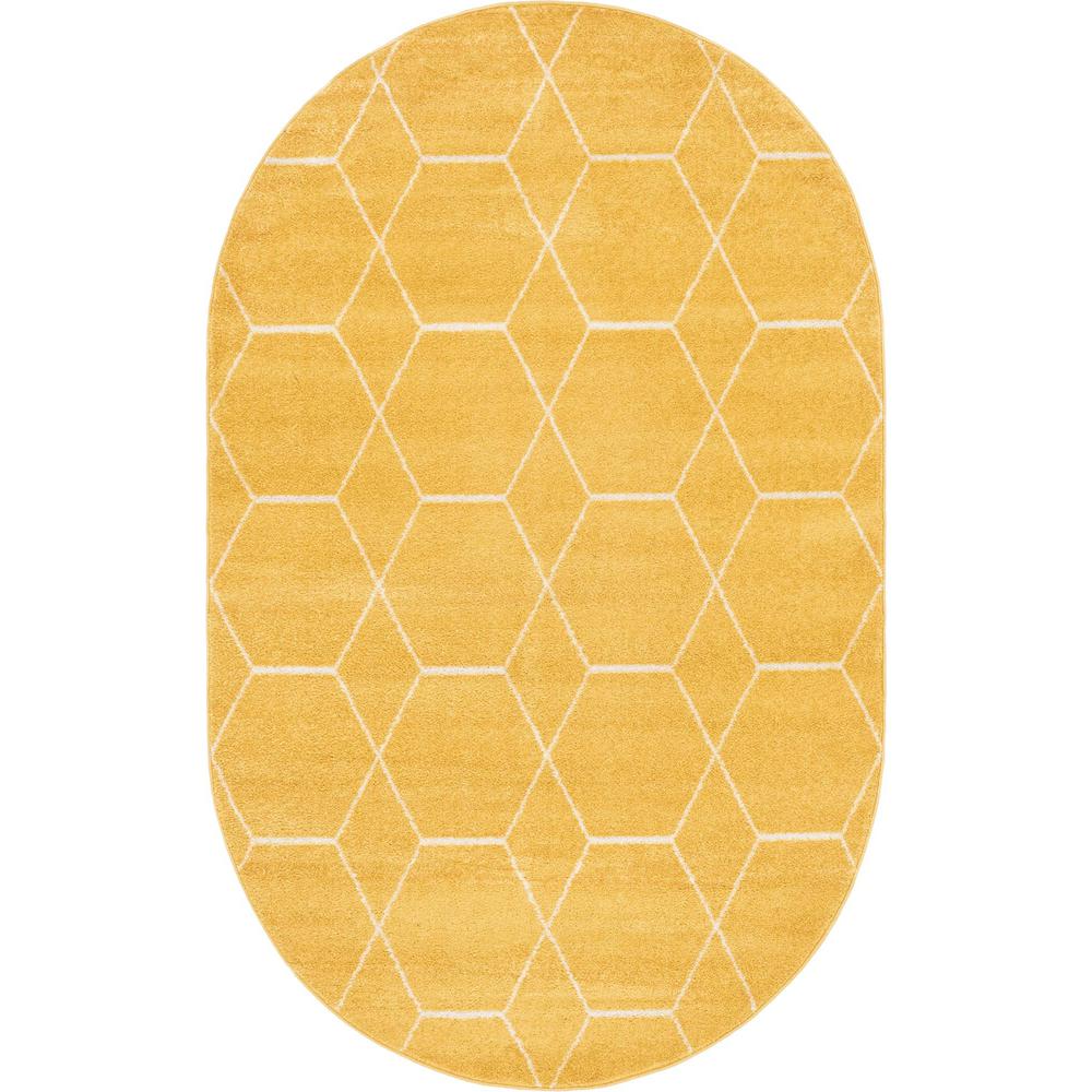 Unique Loom 5x8 Oval Rug in Yellow (3151623). Picture 1