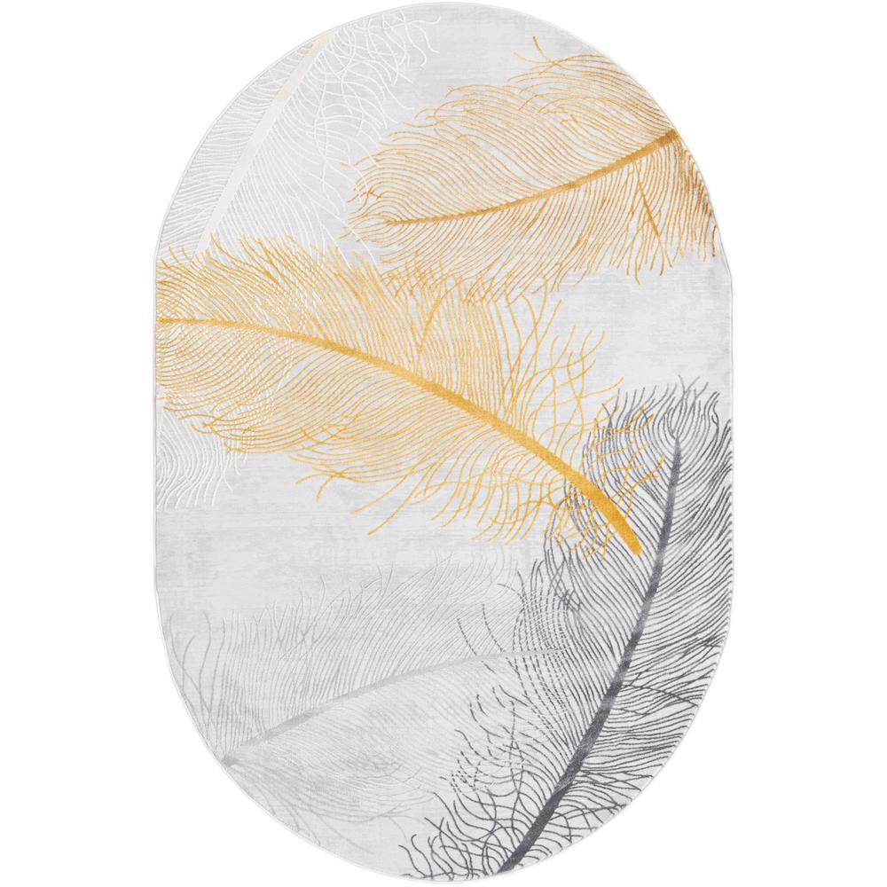 Finsbury Camilla Area Rug 5' 3" x 8' 0", Oval Yellow Gray. Picture 1