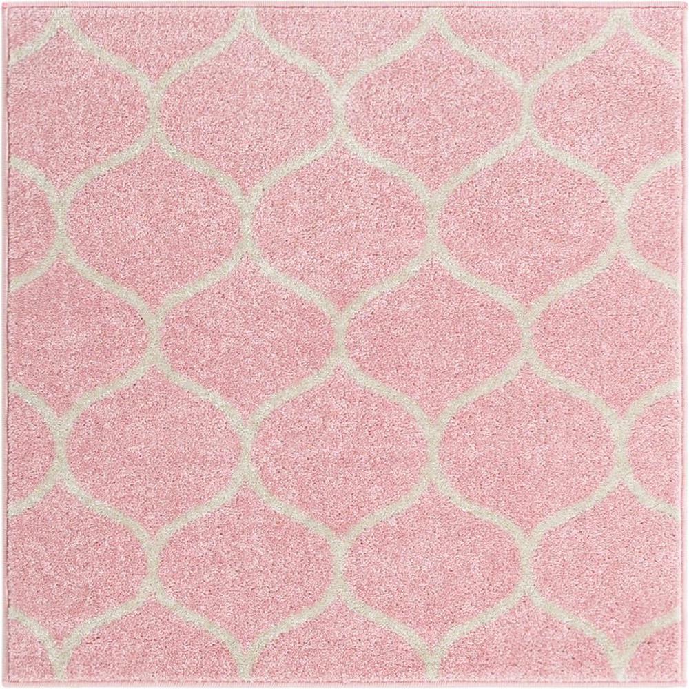 Unique Loom 3 Ft Square Rug in Pink (3151542). Picture 1