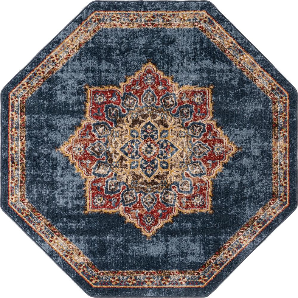Unique Loom 5 Ft Octagon Rug in Navy Blue (3153865). Picture 1