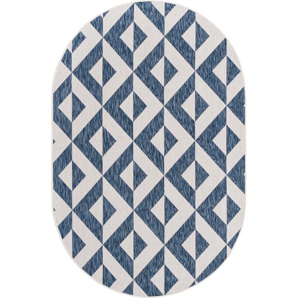 Jill Zarin Outdoor Napa Area Rug 5' 0" x 8' 0", Oval Blue. The main picture.