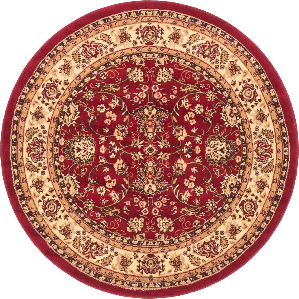 Unique Loom 5 Ft Round Rug in Burgundy (3152859). Picture 1