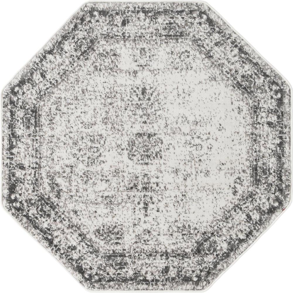 Unique Loom 4 Ft Octagon Rug in Gray (3151821). Picture 1