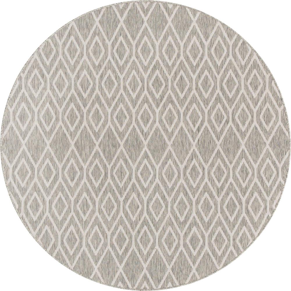 Jill Zarin Outdoor Turks and Caicos Area Rug 6' 7" x 6' 7", Round Gray Cream. Picture 1