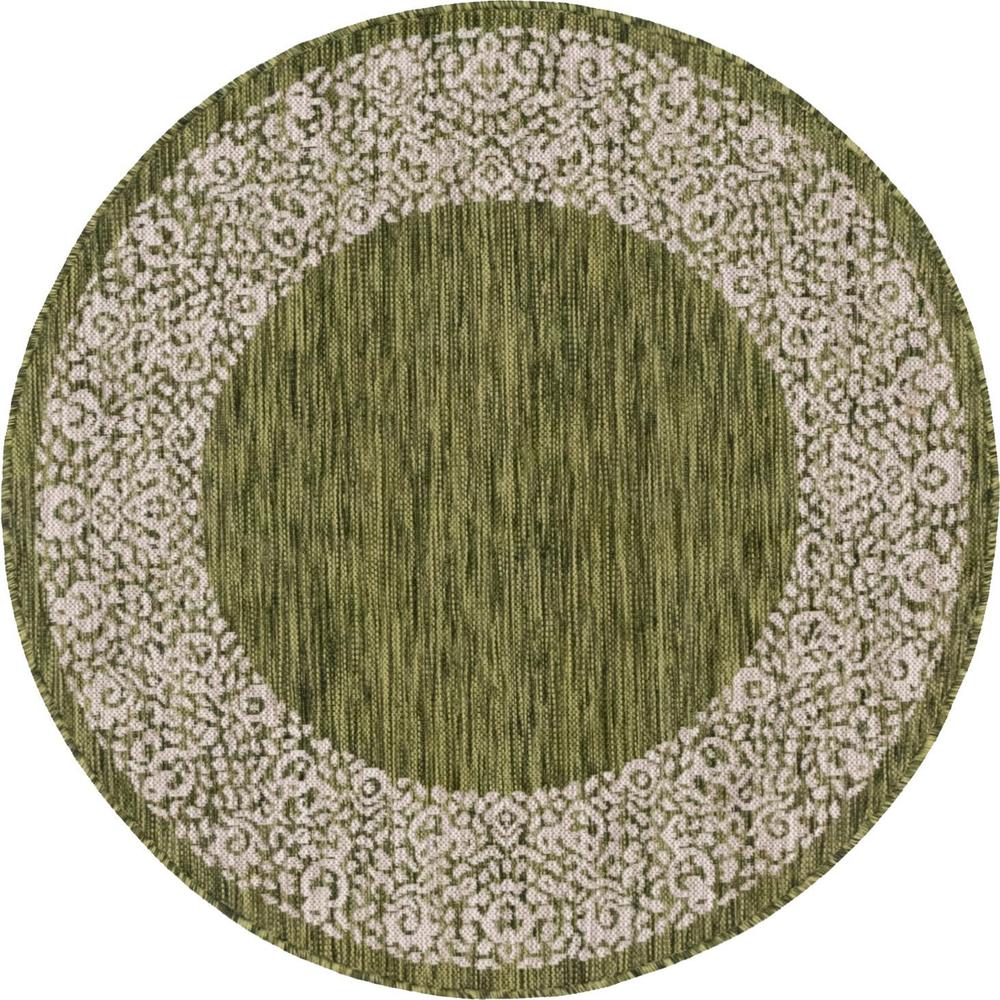 Unique Loom 5 Ft Round Rug in Green (3159631). Picture 1