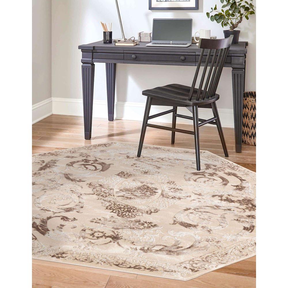 Finsbury Diana Area Rug 5' 3" x 5' 3", Octagon Beige. Picture 3