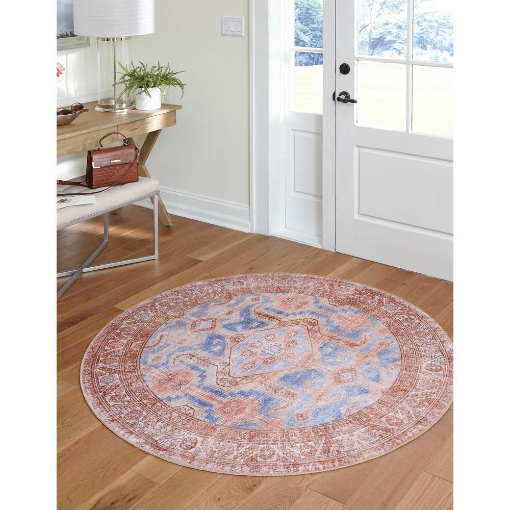 Unique Loom 5 Ft Round Rug in Blue (3161250). Picture 2