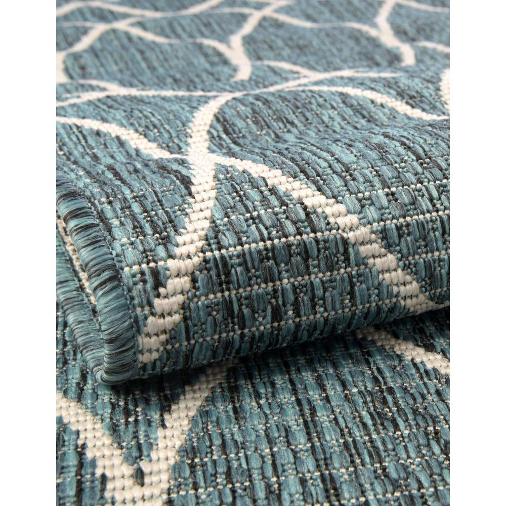 Outdoor Trellis Collection, Area Rug, Teal, 5' 3" x 7' 10", Rectangular. Picture 8
