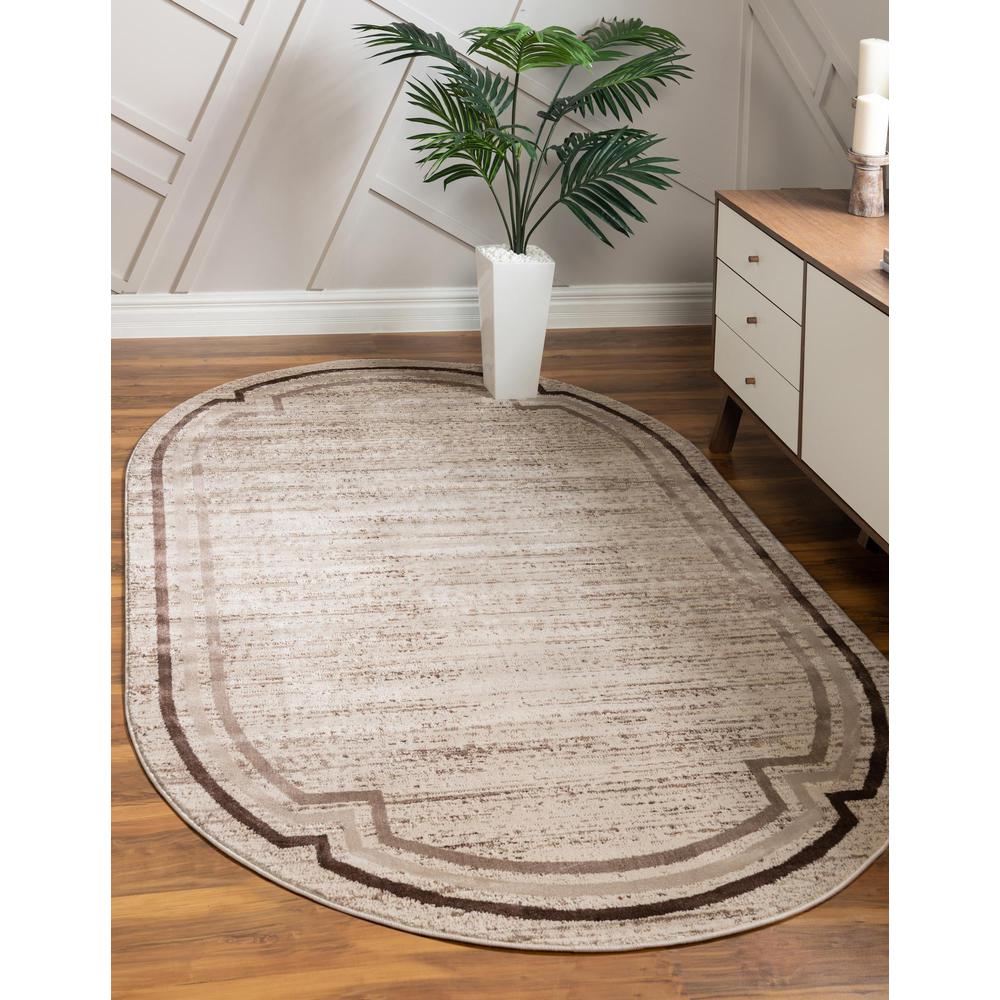 Unique Loom 8x10 Oval Rug in Brown (3154377). Picture 2