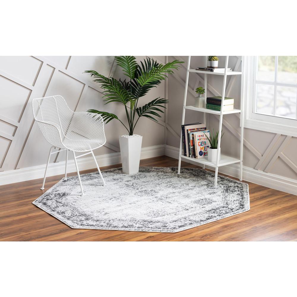 Unique Loom 5 Ft Octagon Rug in Gray (3152838). Picture 3