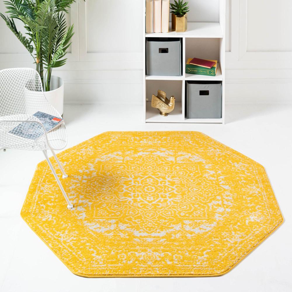 Unique Loom 8 Ft Octagon Rug in Yellow (3150414). Picture 2