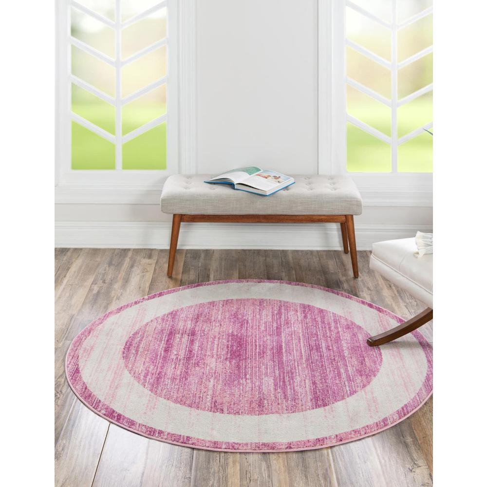Uptown Yorkville Area Rug 7' 10" x 7' 10", Round Pink. Picture 2