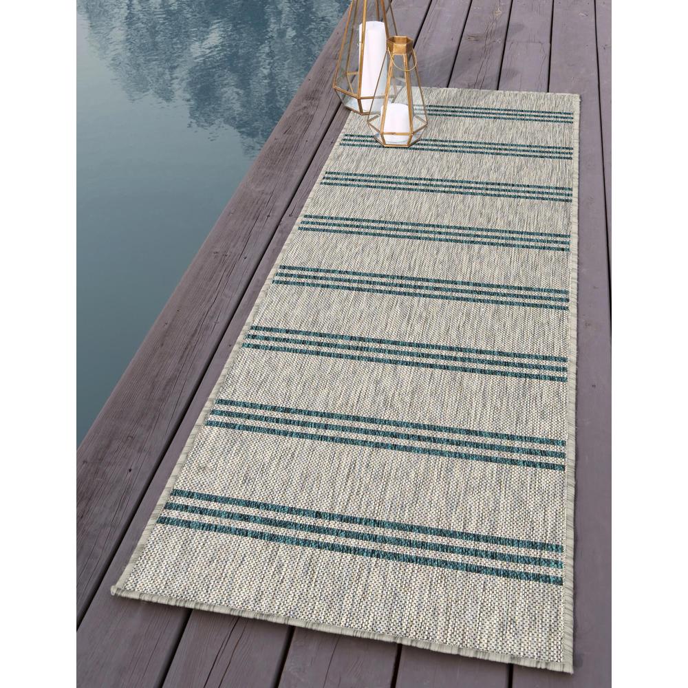 Jill Zarin Outdoor Collection, Area Rug, Light Gray, 2' 0" x 6' 0", Runner. Picture 2