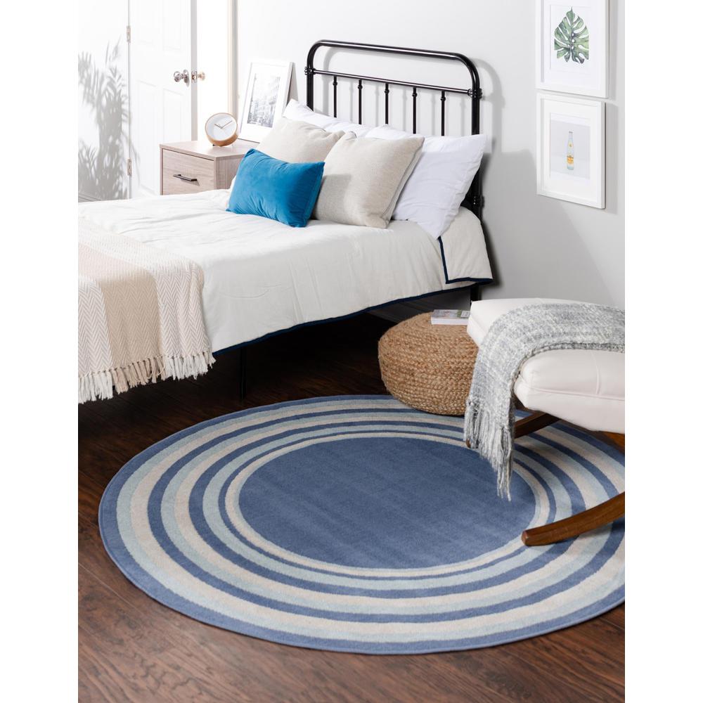 Unique Loom 5 Ft Round Rug in Blue (3157346). Picture 3