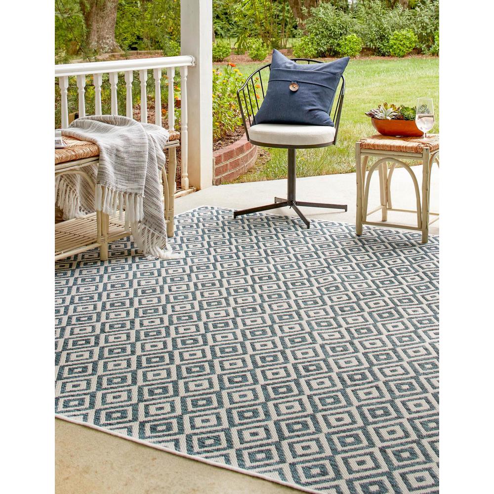 Jill Zarin Outdoor Costa Rica Area Rug 1' 4" x 1' 4", Square Teal. Picture 3