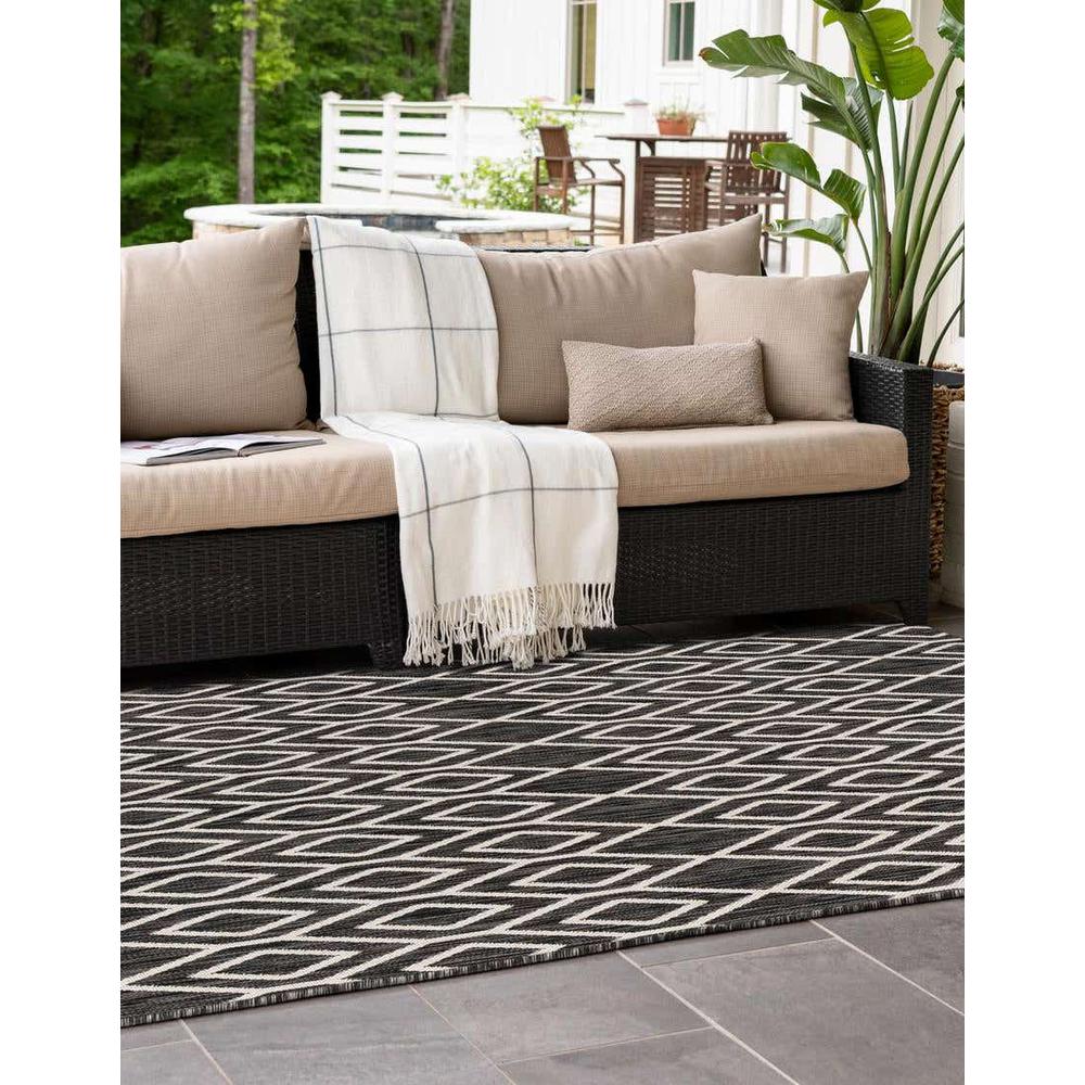 Jill Zarin Outdoor Turks and Caicos Area Rug 6' 0" x 9' 0", Rectangular Charcoal Gray. Picture 3