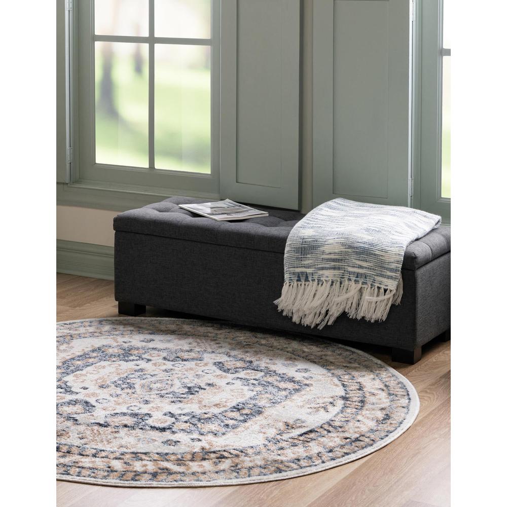 Unique Loom 5 Ft Round Rug in Ivory (3155725). Picture 3
