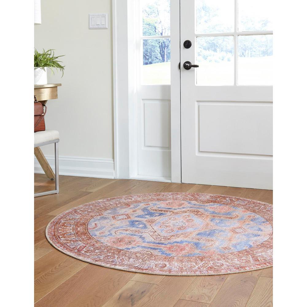 Unique Loom 5 Ft Round Rug in Blue (3161250). Picture 3