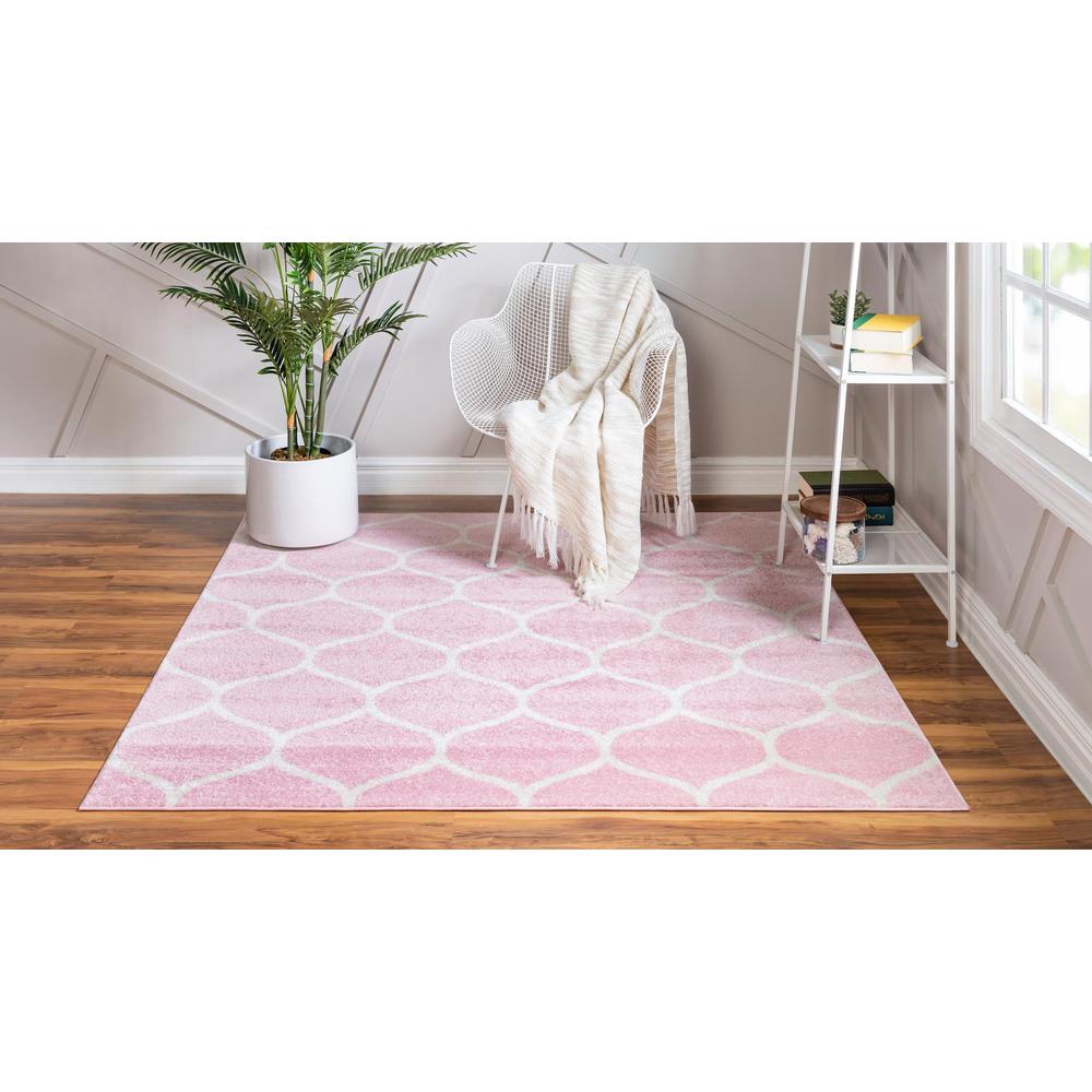 Unique Loom 4 Ft Square Rug in Pink (3151543). Picture 4