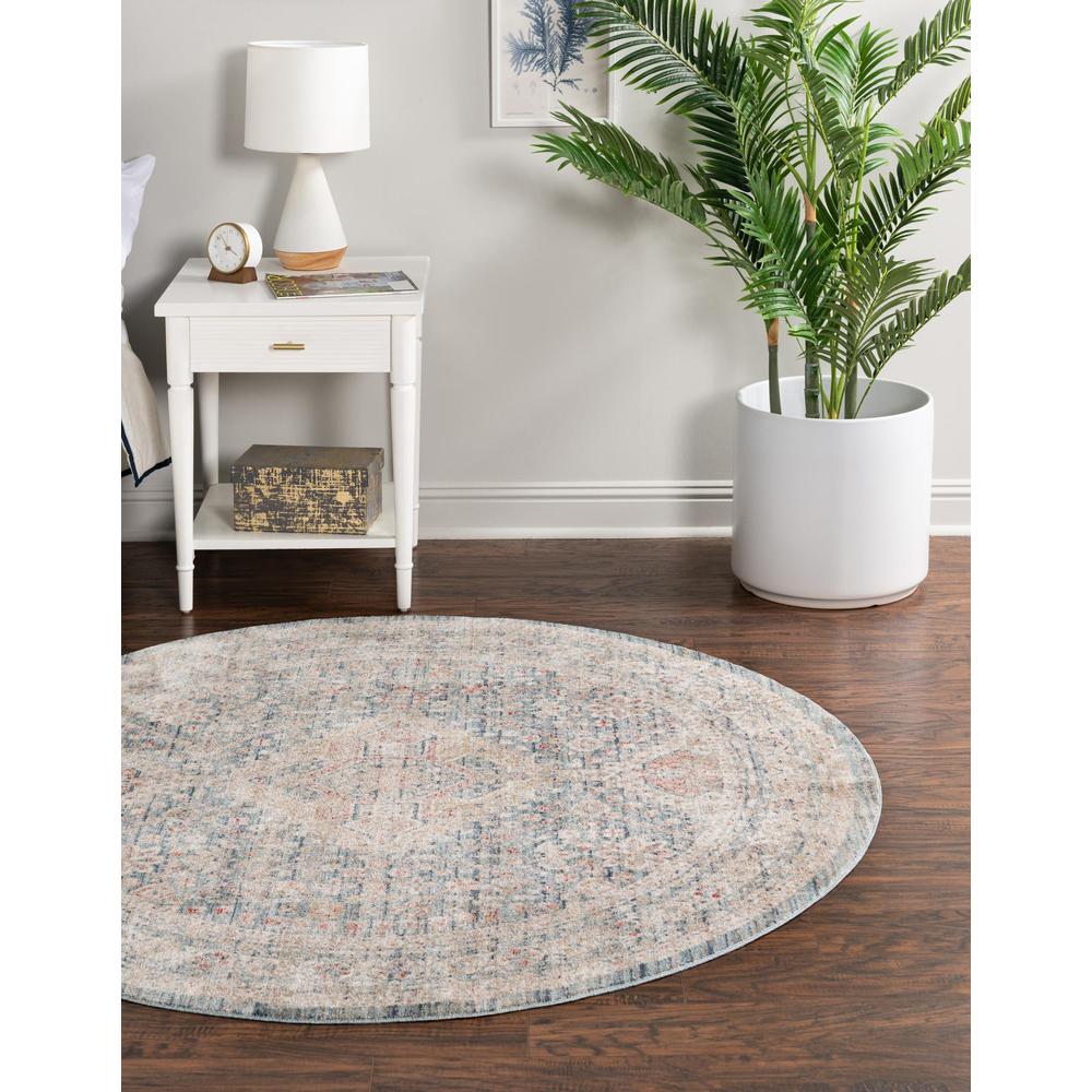 Unique Loom 5 Ft Round Rug in Blue (3147832). Picture 3