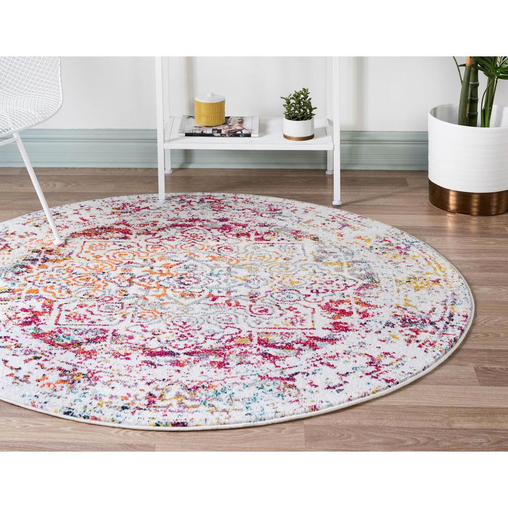 Unique Loom 5 Ft Round Rug in Ivory (3150549). Picture 3