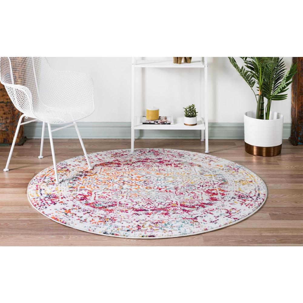 Unique Loom 5 Ft Round Rug in Ivory (3150549). Picture 4