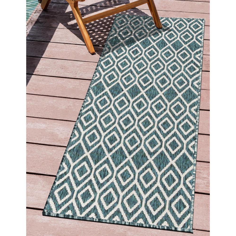 Jill Zarin Outdoor Turks and Caicos Area Rug 2' 0" x 6' 0", Runner Teal. Picture 2