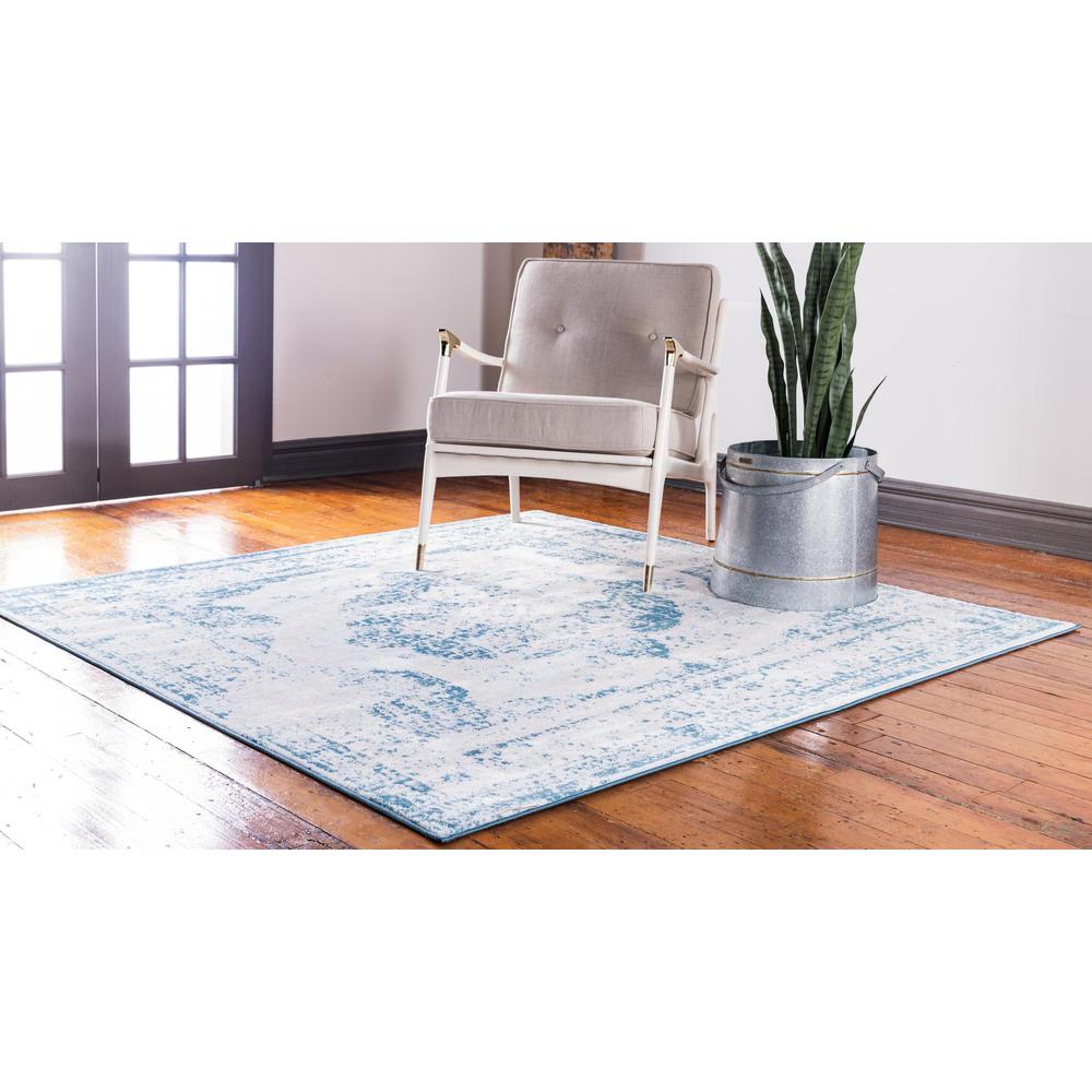 Unique Loom 5 Ft Square Rug in Blue (3151845). Picture 3