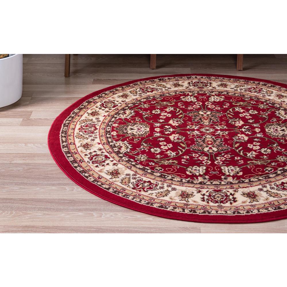 Unique Loom 5 Ft Round Rug in Burgundy (3152859). Picture 3