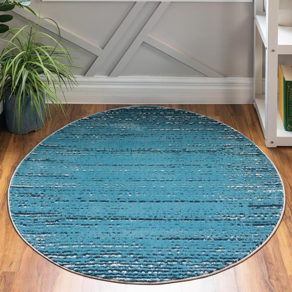 Unique Loom 7 Ft Round Rug in Blue (3154248). Picture 2