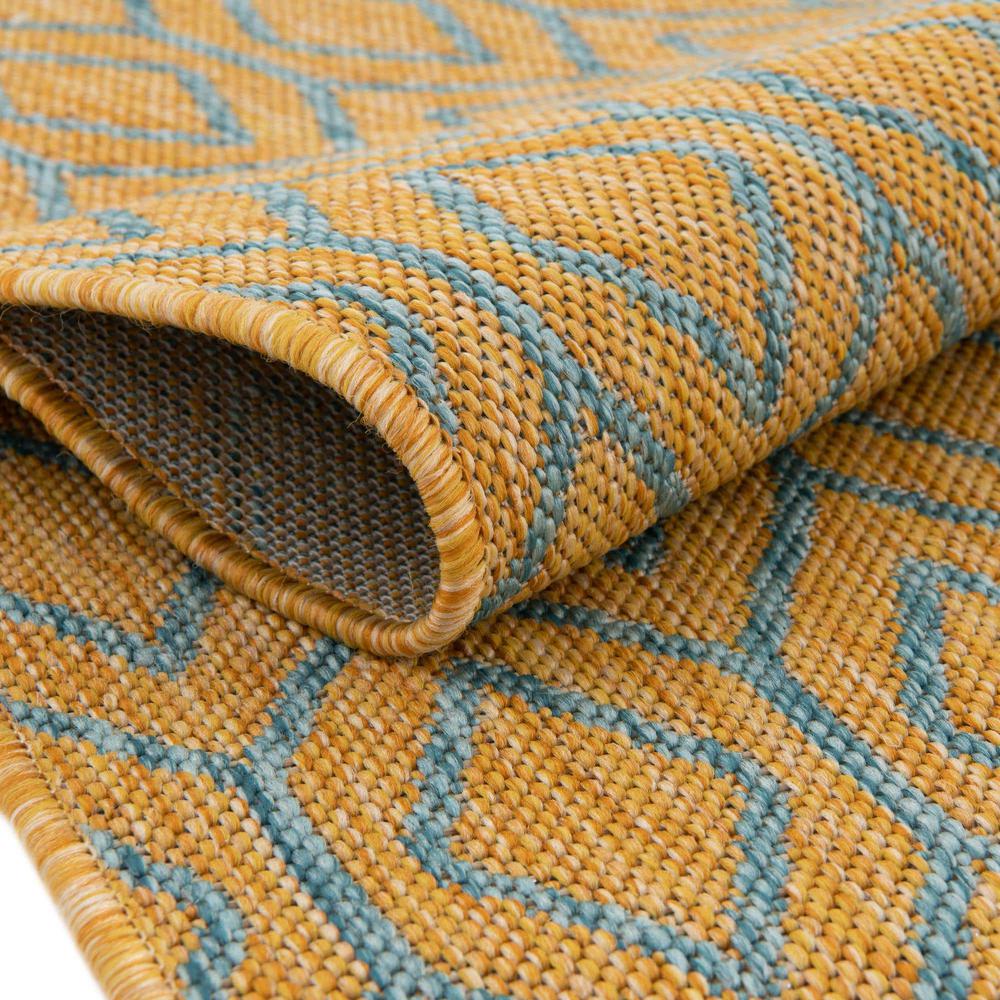 Jill Zarin Outdoor Turks and Caicos Area Rug 7' 10" x 10' 0", Oval Yellow and Aqua. Picture 7