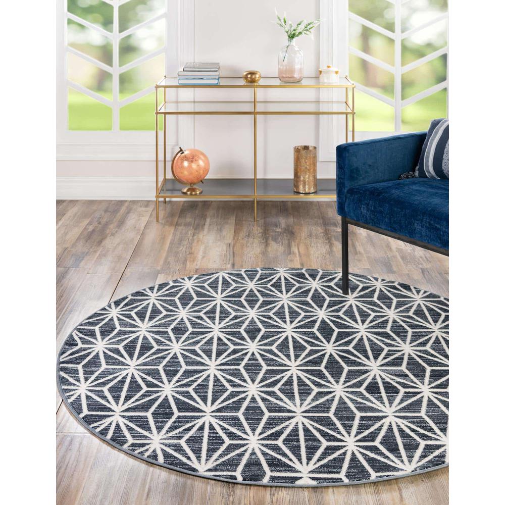 Uptown Fifth Avenue Area Rug 3' 3" x 3' 3", Round Navy Blue. Picture 2