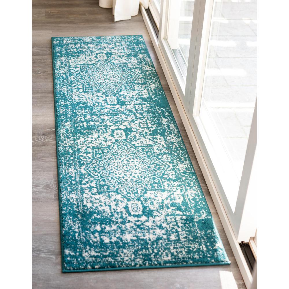 Unique Loom 8 Ft Runner in Turquoise (3150392). Picture 2