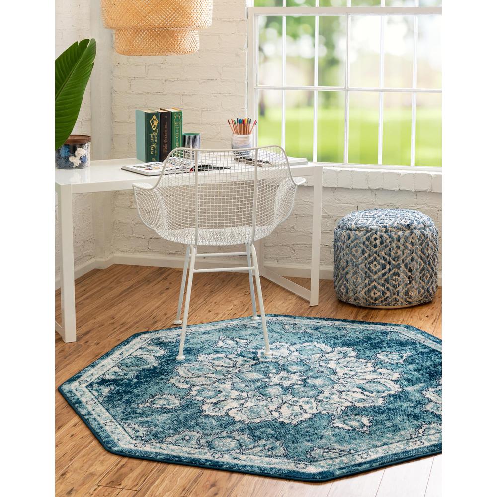 Unique Loom 8 Ft Octagon Rug in Blue (3158647). Picture 3