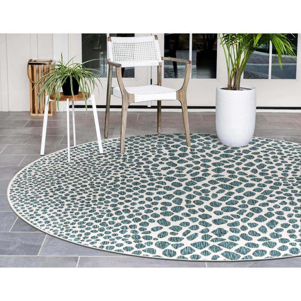 Jill Zarin Outdoor Cape Town Area Rug 10' 8" x 10' 8", Round Teal. Picture 3