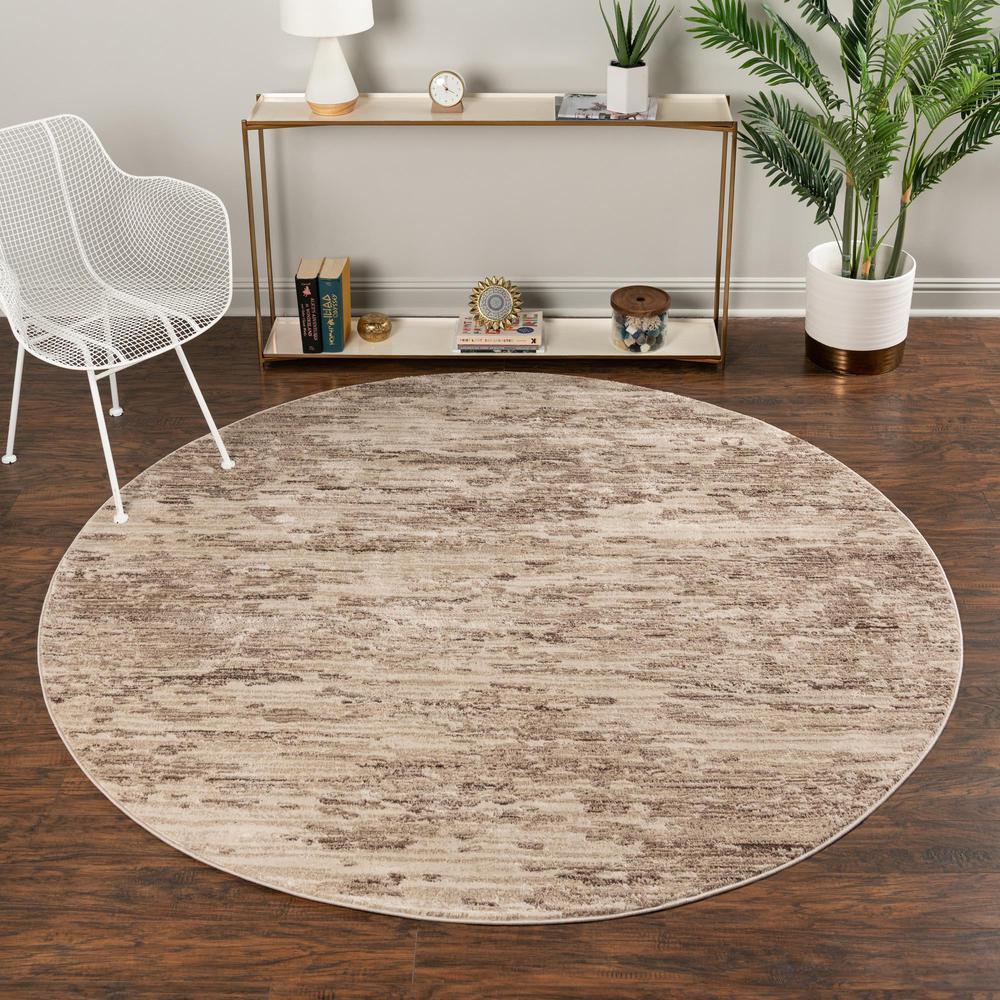 Unique Loom 7 Ft Round Rug in Brown (3154222). Picture 2