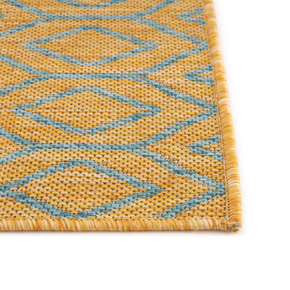 Jill Zarin Outdoor Turks and Caicos Area Rug 13' 0" x 13' 0", Square Yellow and Aqua. Picture 8