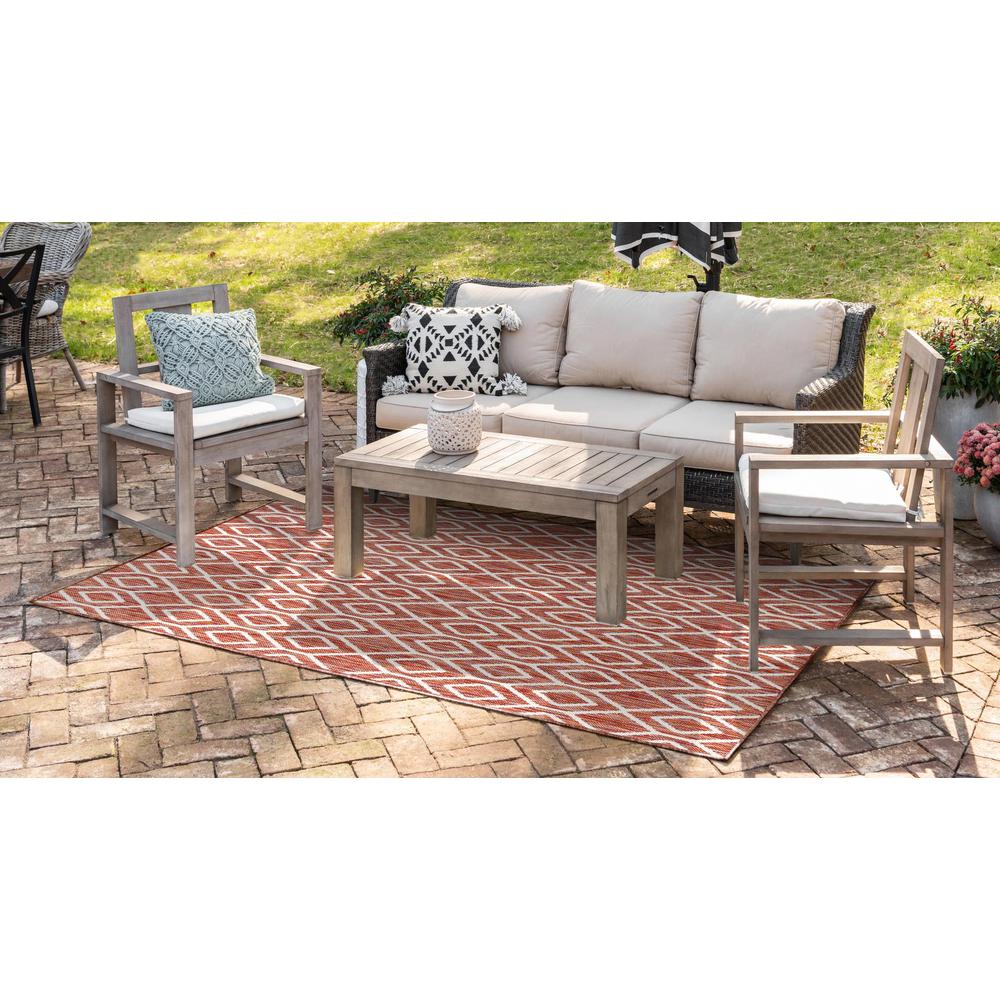 Jill Zarin Outdoor Turks and Caicos Area Rug 7' 0" x 10' 0", Rectangular Rust Red. Picture 3