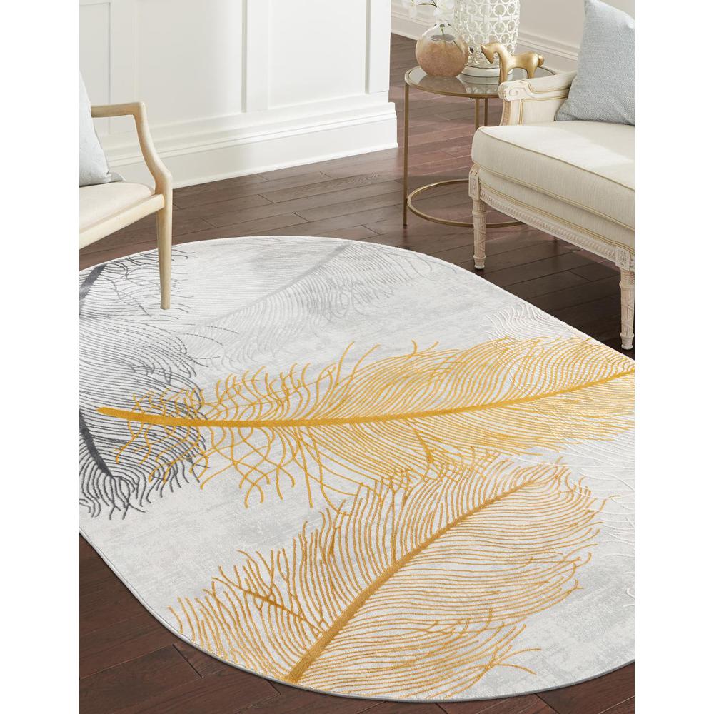 Finsbury Camilla Area Rug 5' 3" x 8' 0", Oval Yellow Gray. Picture 2